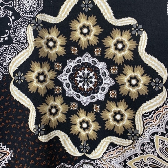 Signature Robbie Lee | Navy Elbow Sleeve Pocket Round Neck Graphic Print Dress L - Picture 8 of 17